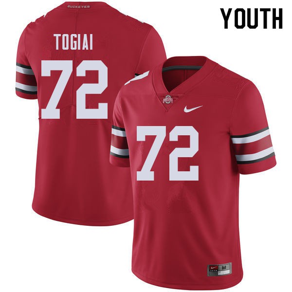 Ohio State Buckeyes #72 Tommy Togiai Youth Embroidery Jersey Red OSU22879